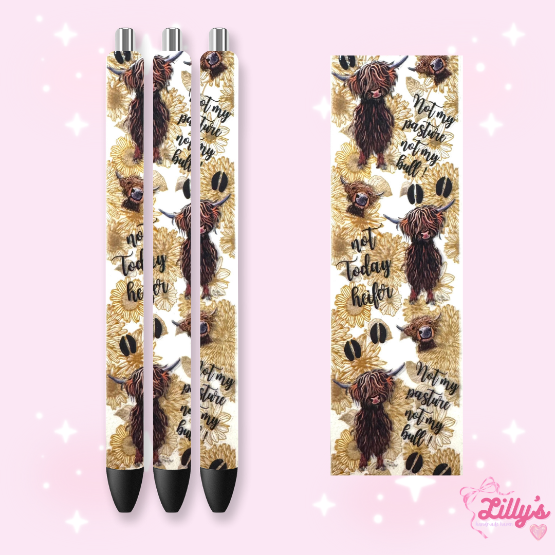 Flowers, Butterfly & Cow Custom Glitter Resin Pens β Choose Your Wrap & Glitter