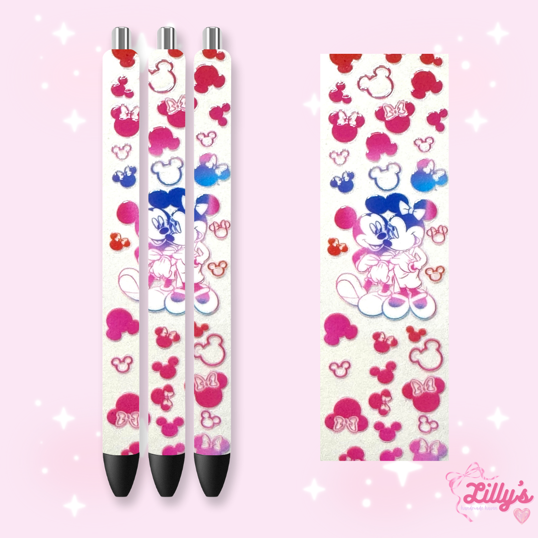 Mouse Theme Park & Princess Custom Glitter Resin Pens β Choose Your Wrap & Glitter