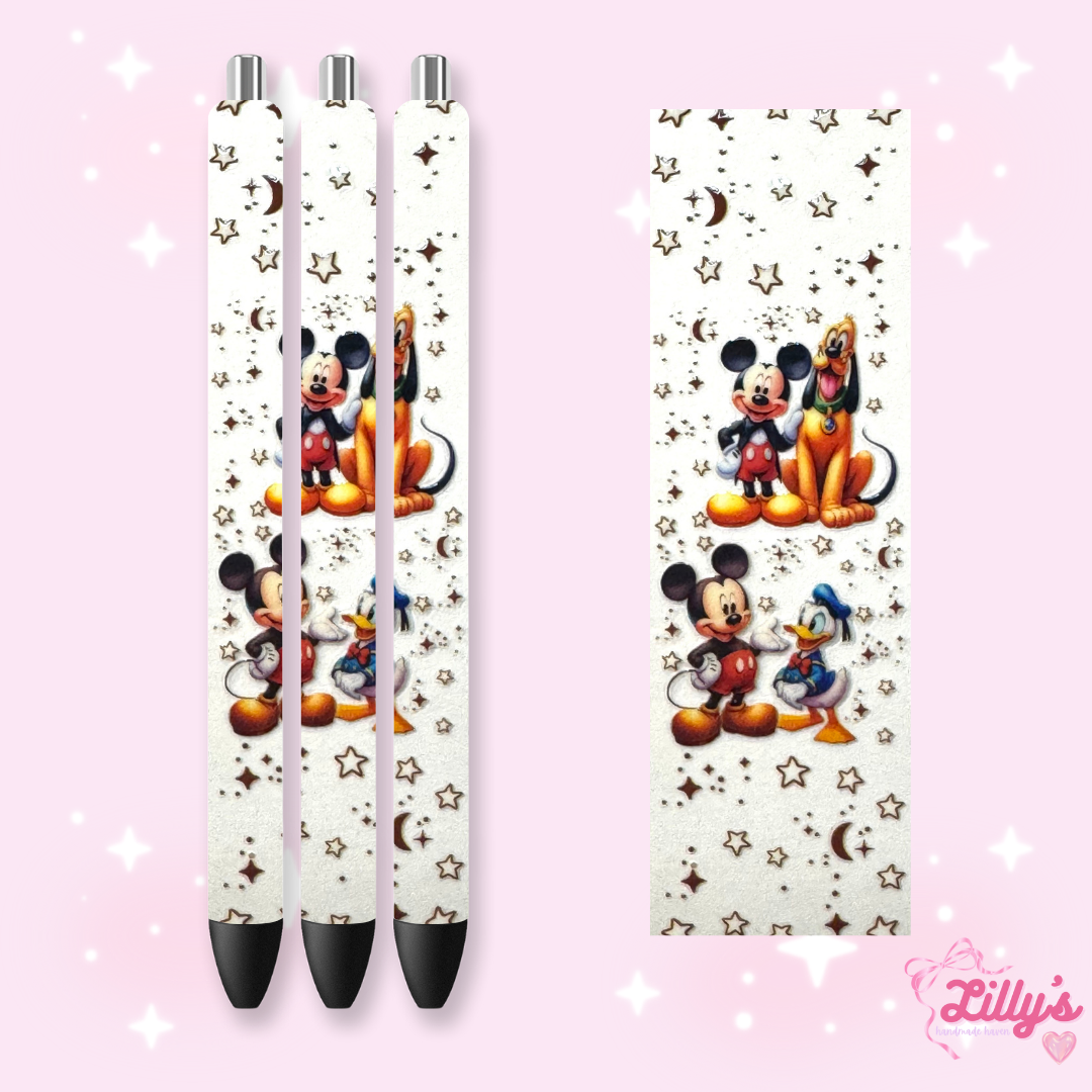 Mouse Theme Park & Princess Custom Glitter Resin Pens β Choose Your Wrap & Glitter