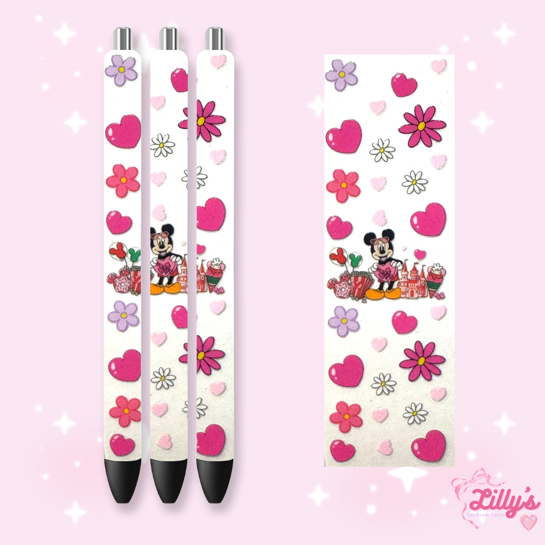 Mouse Theme Park & Princess Custom Glitter Resin Pens β Choose Your Wrap & Glitter