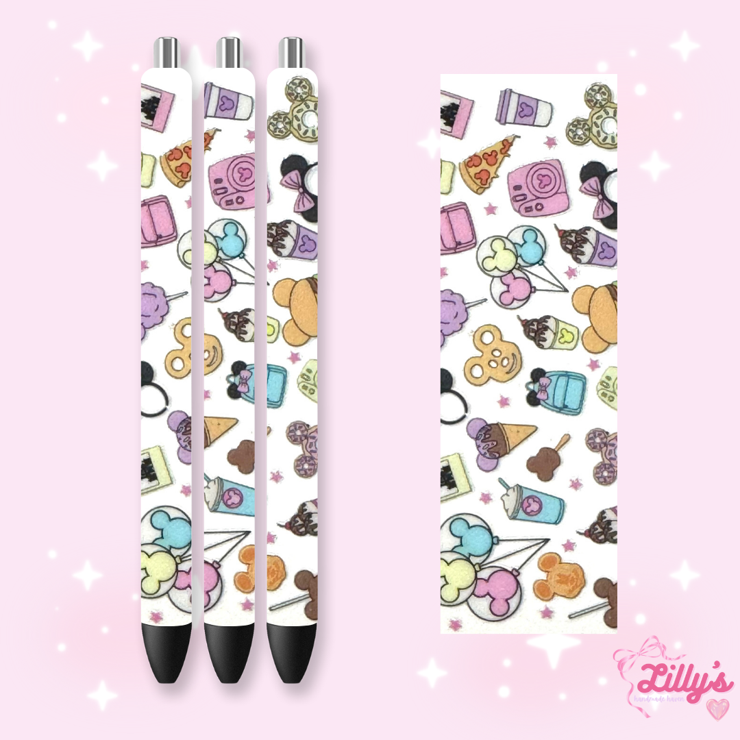 Mouse Theme Park & Princess Custom Glitter Resin Pens β Choose Your Wrap & Glitter