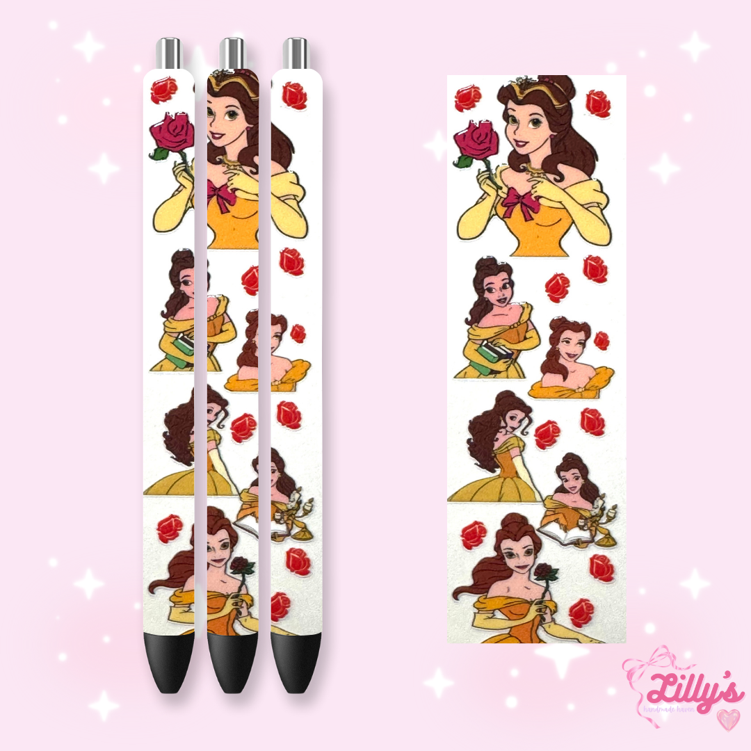 Mouse Theme Park & Princess Custom Glitter Resin Pens β Choose Your Wrap & Glitter