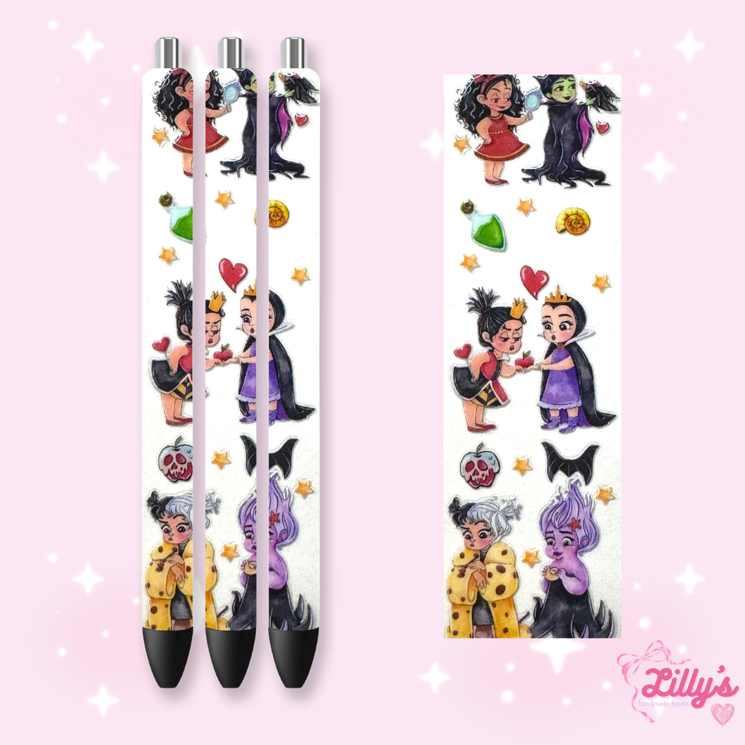 Mouse Theme Park & Princess Custom Glitter Resin Pens β Choose Your Wrap & Glitter