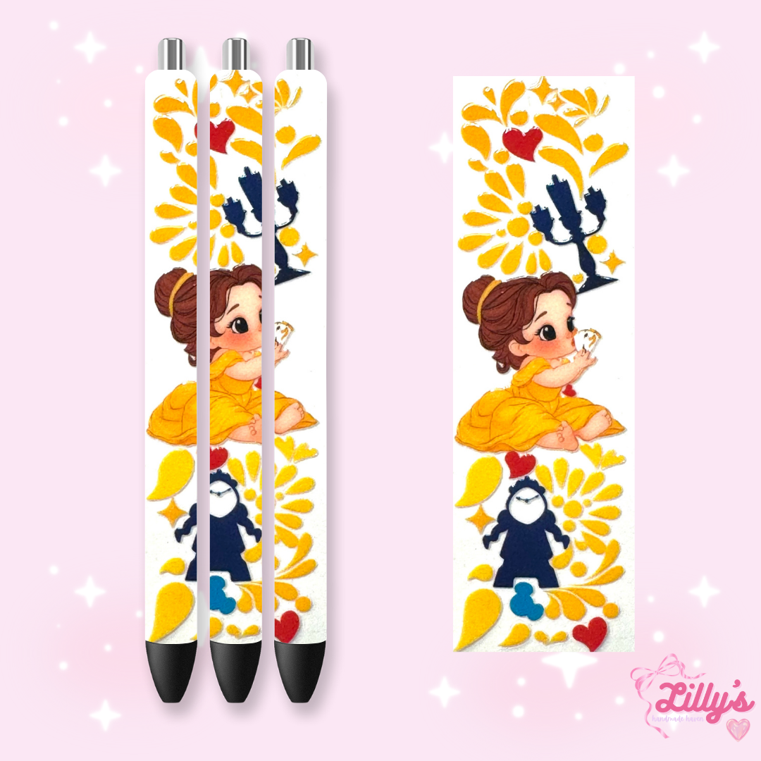 Mouse Theme Park & Princess Custom Glitter Resin Pens β Choose Your Wrap & Glitter
