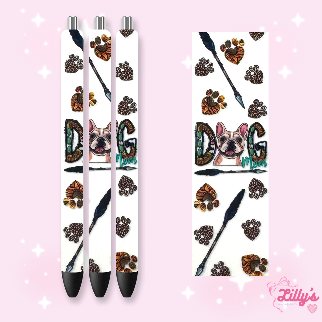 Girly, Bows, Mama & Dog Custom Glitter Resin Pens β Choose Your Wrap & Glitter