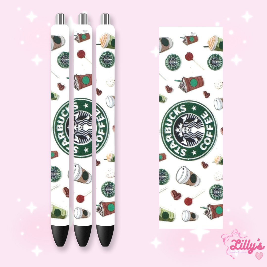 Drinks & Coffee Custom Glitter Resin Pens β Choose Your Wrap & Glitter