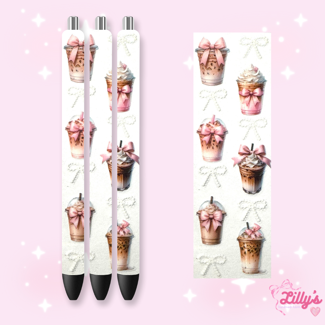 Drinks & Coffee Custom Glitter Resin Pens β Choose Your Wrap & Glitter