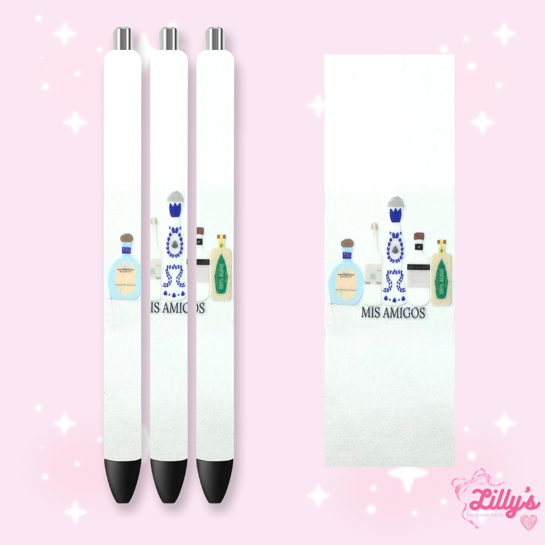 Drinks & Coffee Custom Glitter Resin Pens β Choose Your Wrap & Glitter