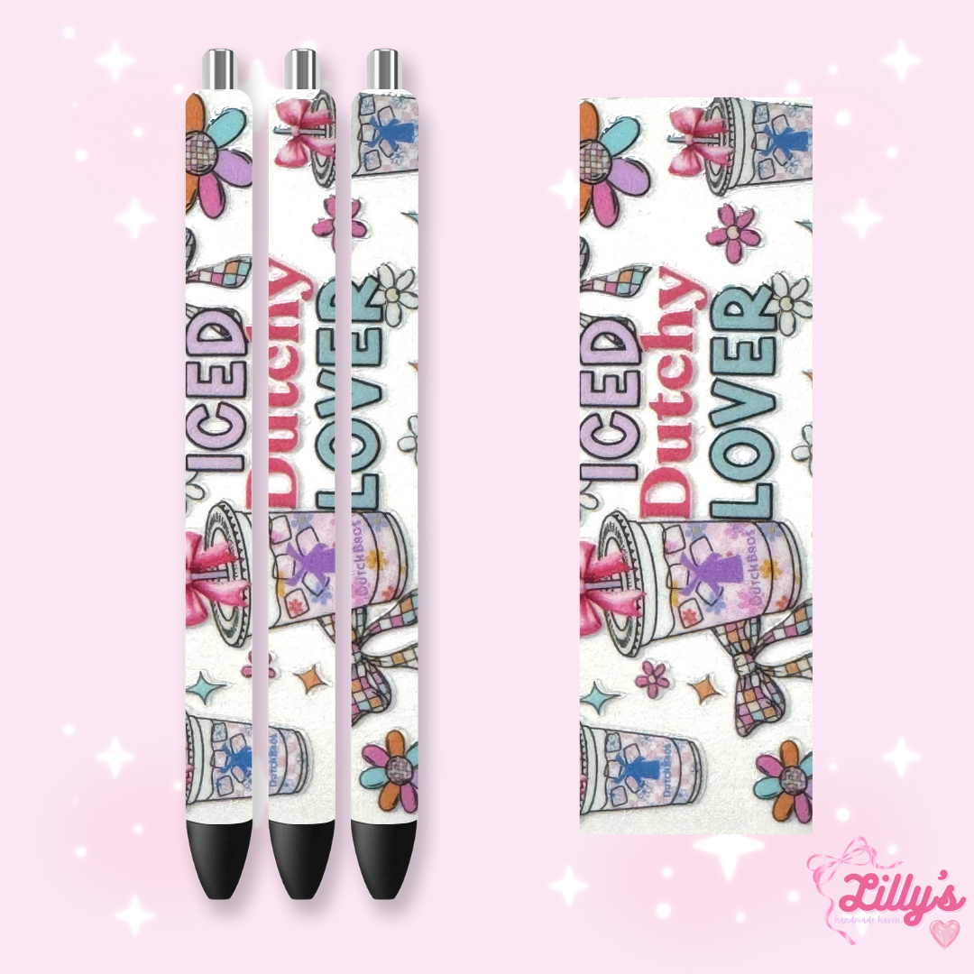 Drinks & Coffee Custom Glitter Resin Pens β Choose Your Wrap & Glitter