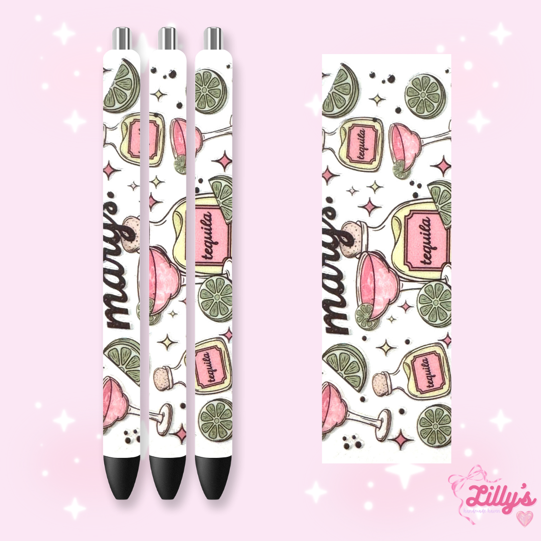 Drinks & Coffee Custom Glitter Resin Pens β Choose Your Wrap & Glitter