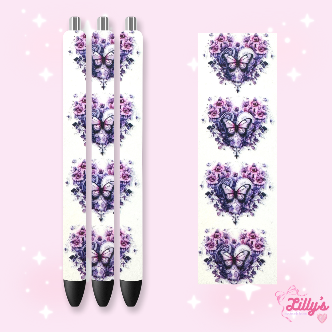 Flowers, Butterfly & Cow Custom Glitter Resin Pens β Choose Your Wrap & Glitter