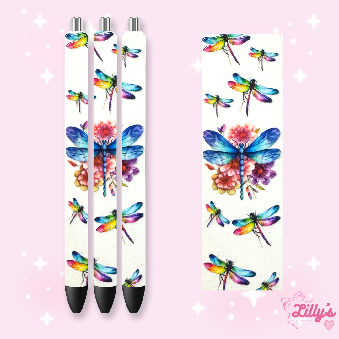 Flowers, Butterfly & Cow Custom Glitter Resin Pens β Choose Your Wrap & Glitter