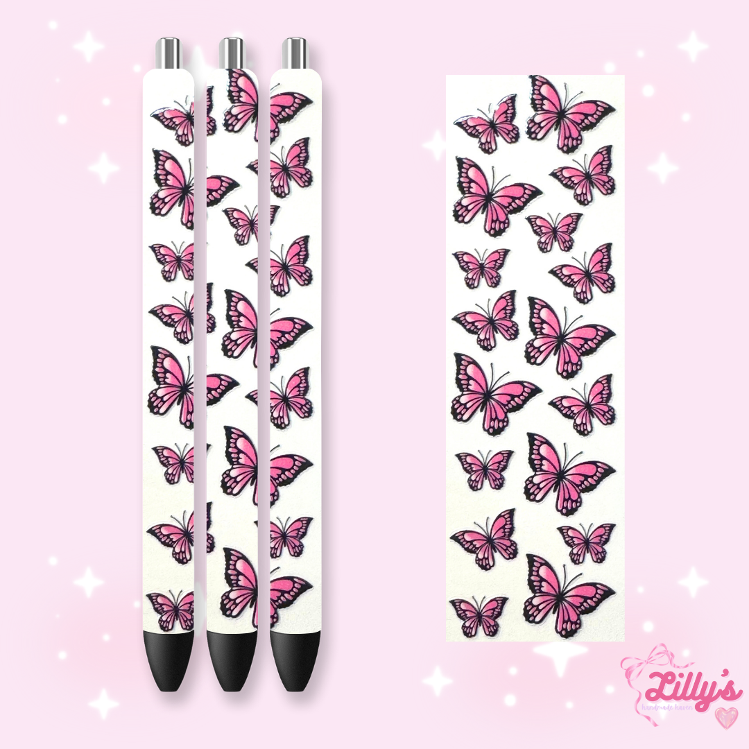 Flowers, Butterfly & Cow Custom Glitter Resin Pens β Choose Your Wrap & Glitter