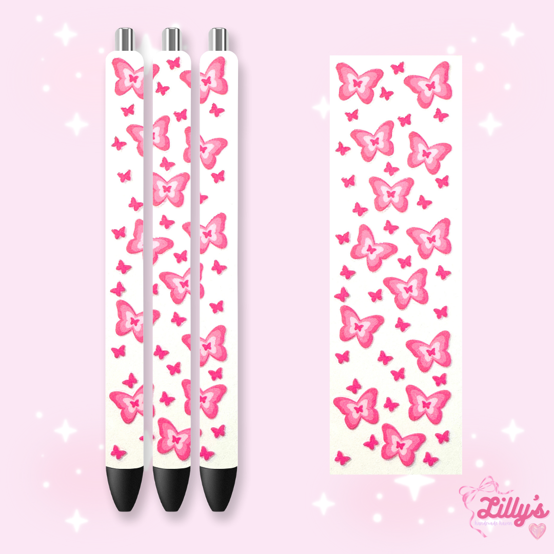 Flowers, Butterfly & Cow Custom Glitter Resin Pens β Choose Your Wrap & Glitter