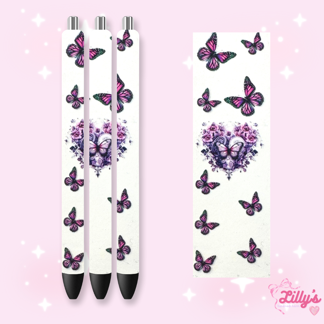 Flowers, Butterfly & Cow Custom Glitter Resin Pens β Choose Your Wrap & Glitter