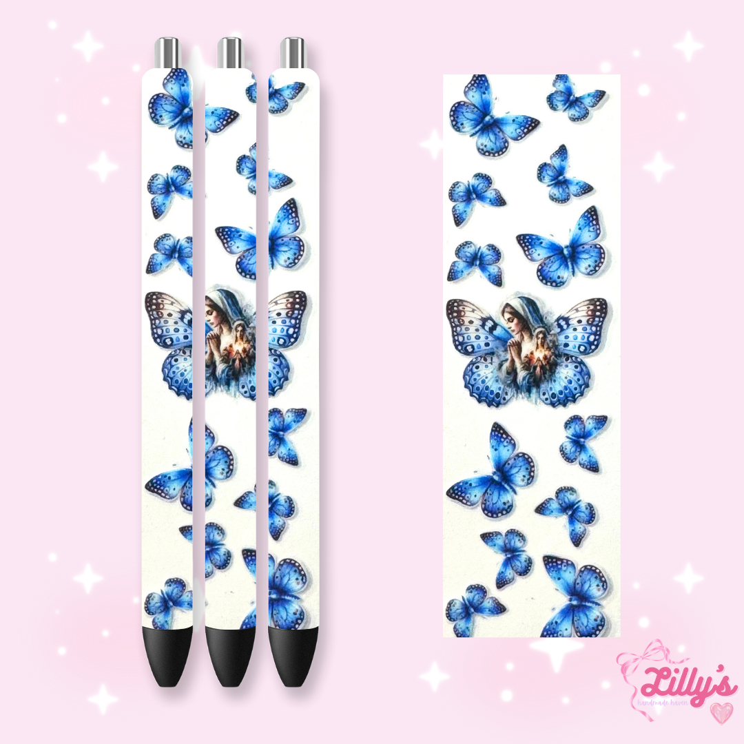 Flowers, Butterfly & Cow Custom Glitter Resin Pens β Choose Your Wrap & Glitter