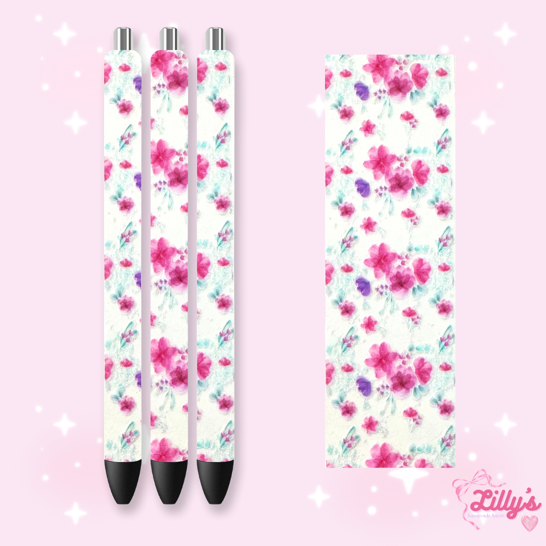 Flowers, Butterfly & Cow Custom Glitter Resin Pens β Choose Your Wrap & Glitter