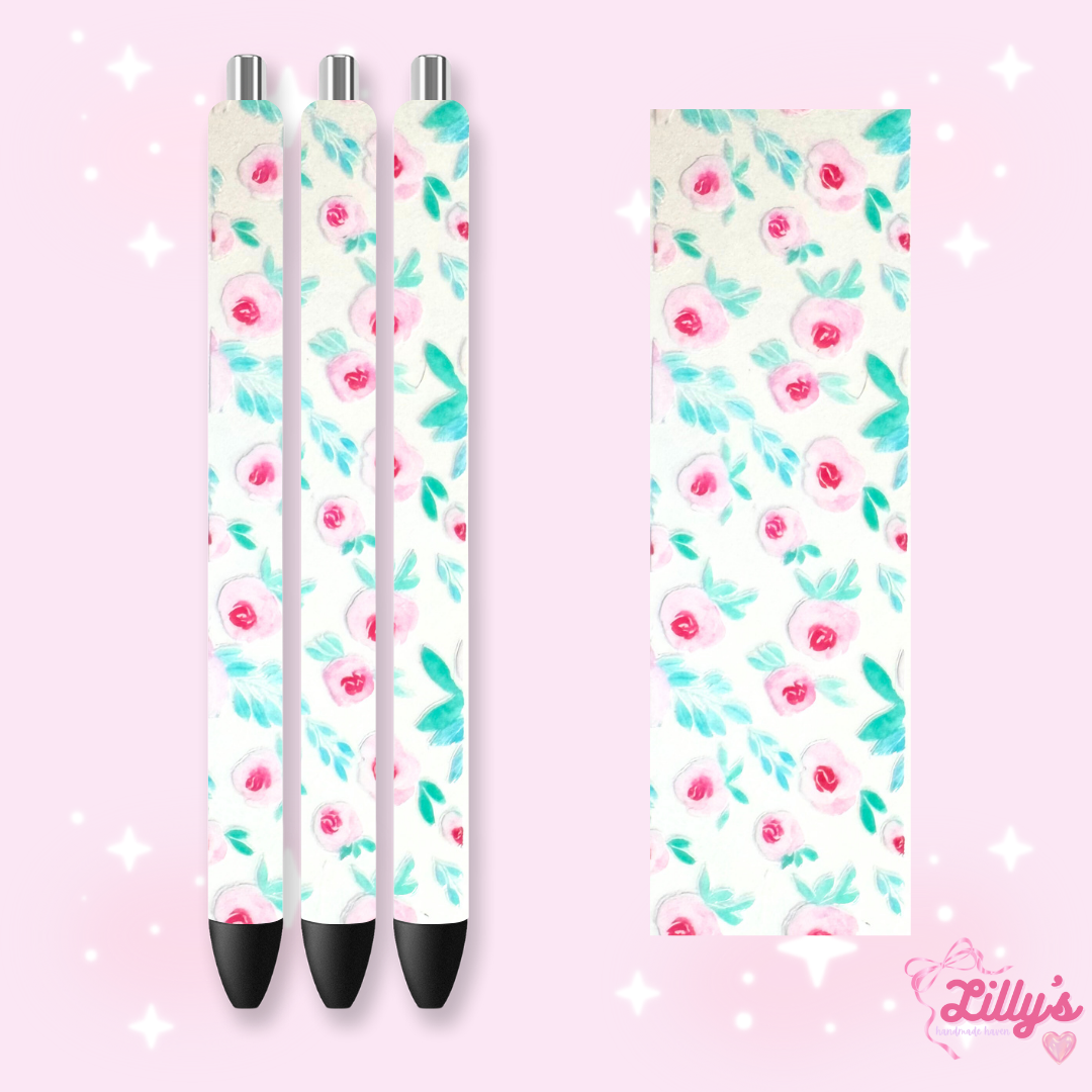 Flowers, Butterfly & Cow Custom Glitter Resin Pens β Choose Your Wrap & Glitter