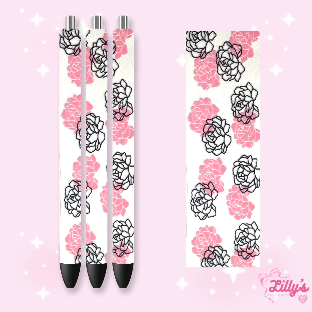 Flowers, Butterfly & Cow Custom Glitter Resin Pens β Choose Your Wrap & Glitter