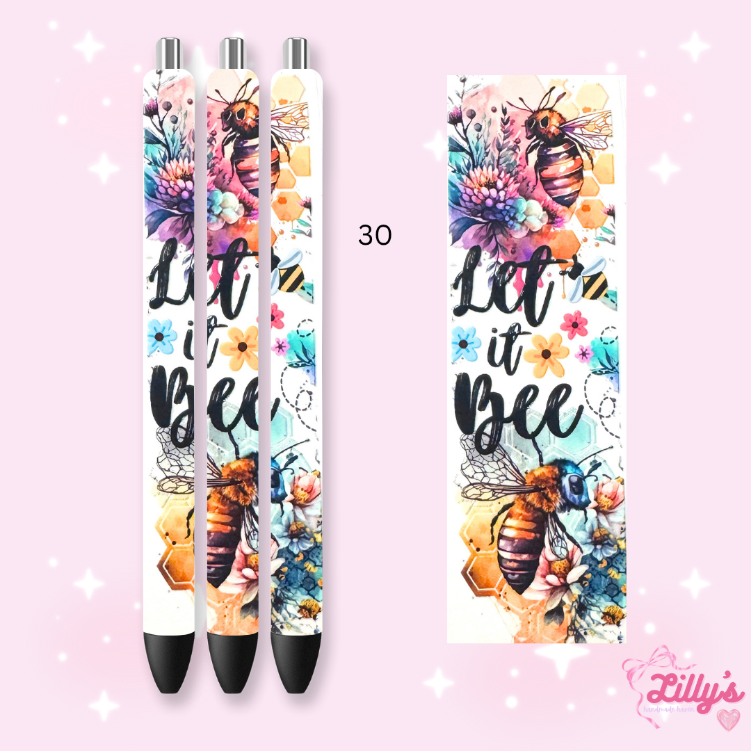 Flowers, Butterfly & Cow Custom Glitter Resin Pens β Choose Your Wrap & Glitter