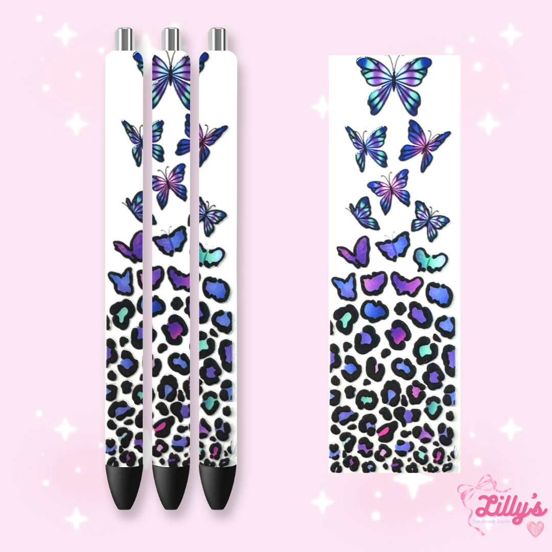 Flowers, Butterfly & Cow Custom Glitter Resin Pens β Choose Your Wrap & Glitter