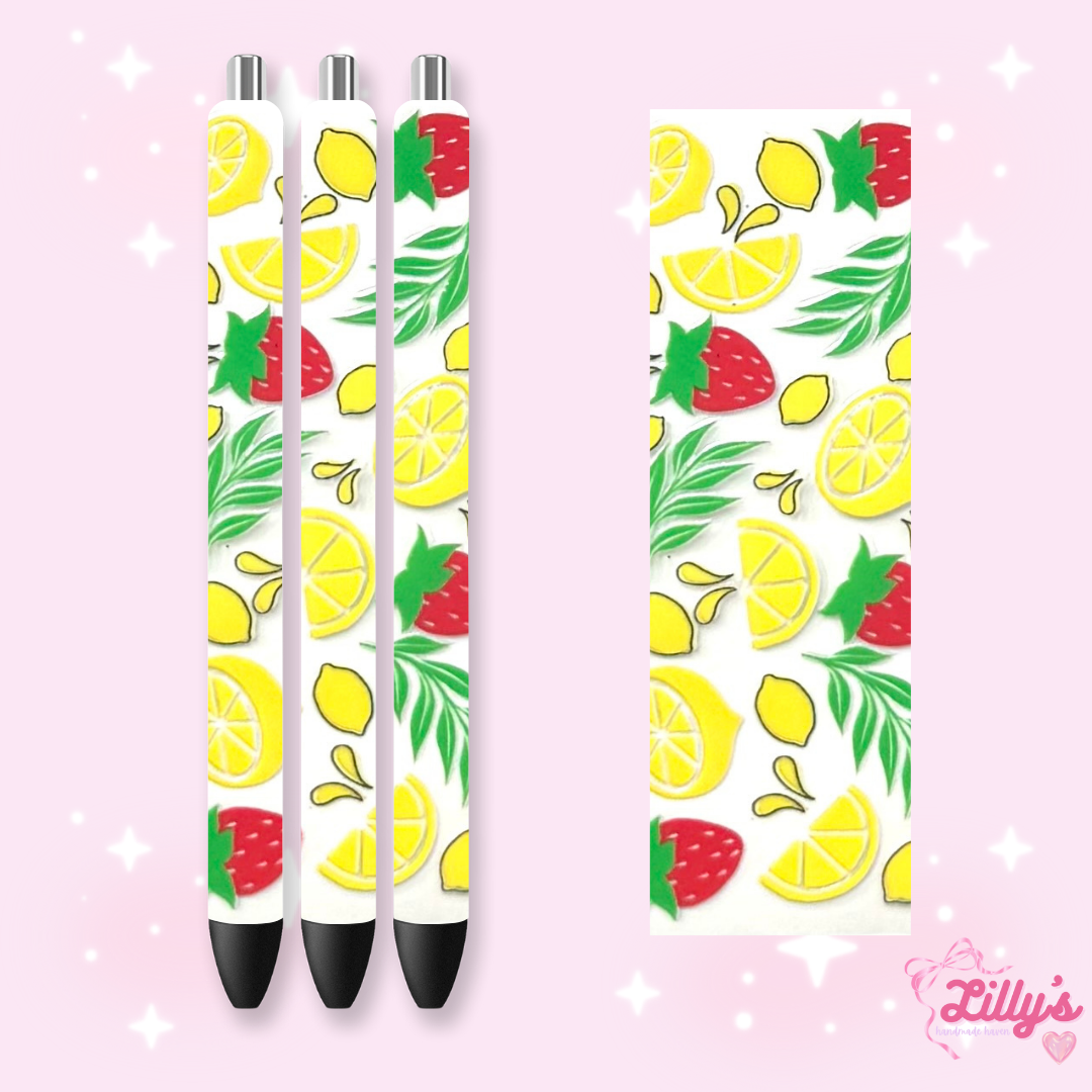 Fruit Custom Glitter Resin Pens β Choose Your Wrap & Glitter