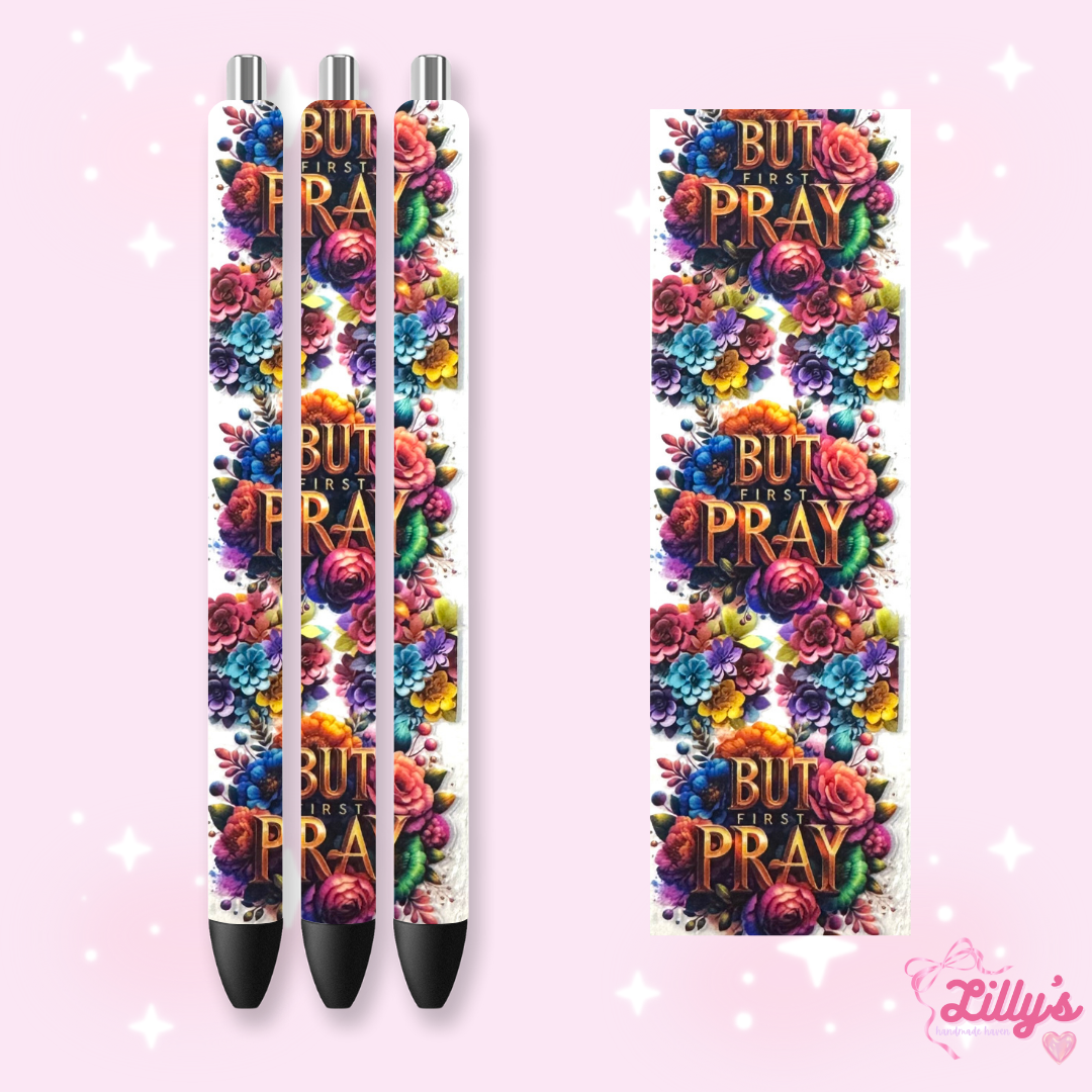 Positivity & Faith Custom Glitter Resin Pens β Choose Your Wrap & Glitter