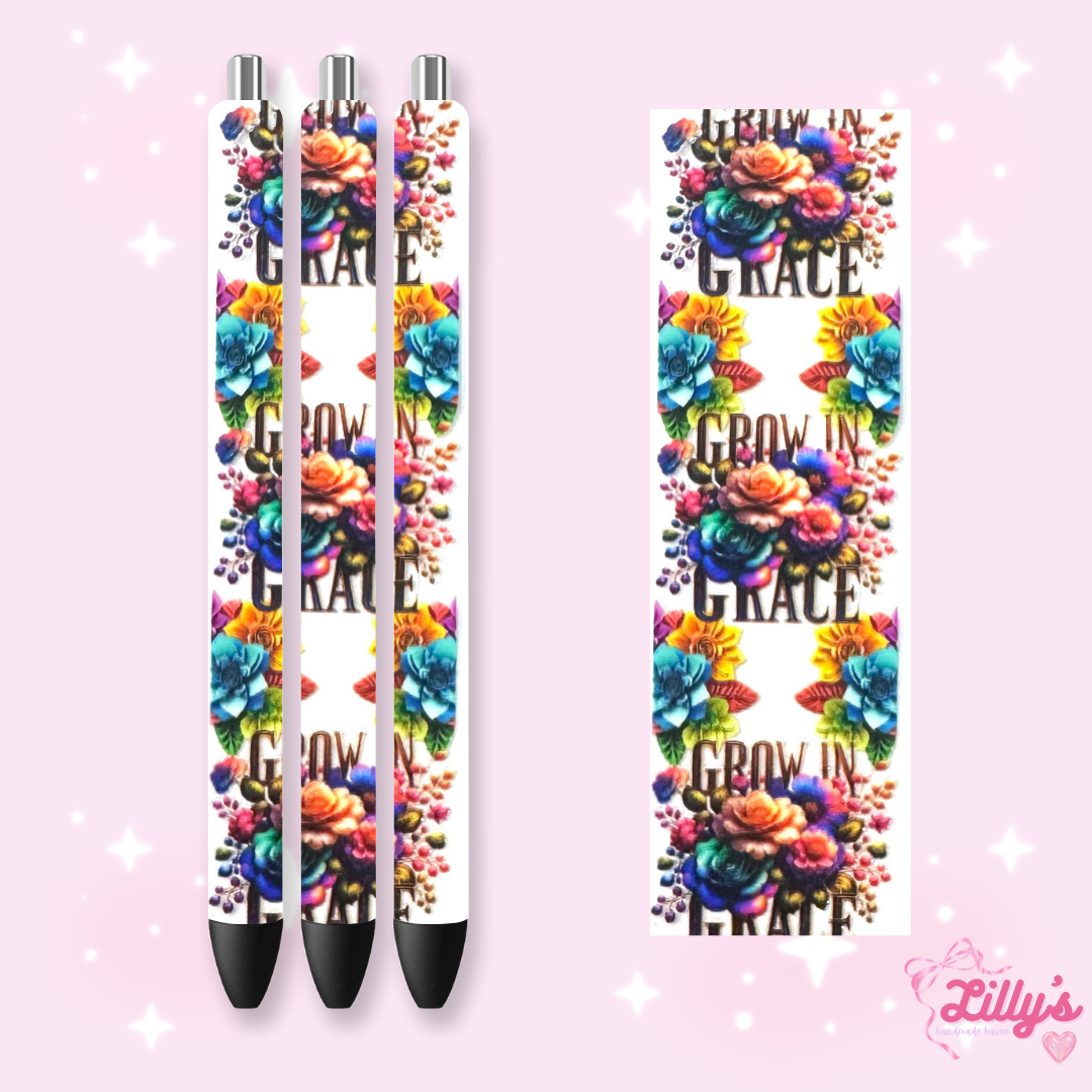 Positivity & Faith Custom Glitter Resin Pens β Choose Your Wrap & Glitter