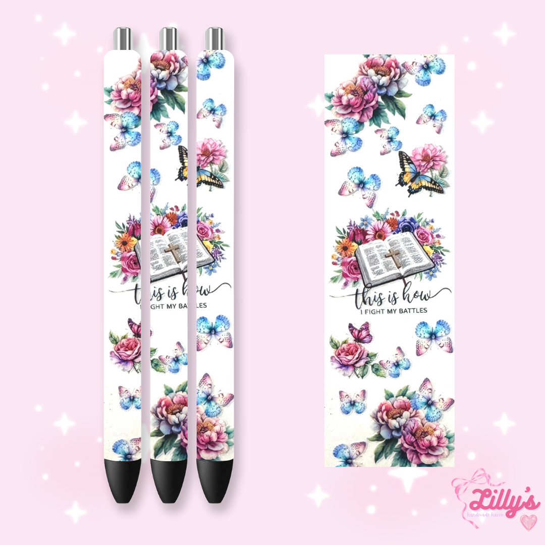 Positivity & Faith Custom Glitter Resin Pens β Choose Your Wrap & Glitter