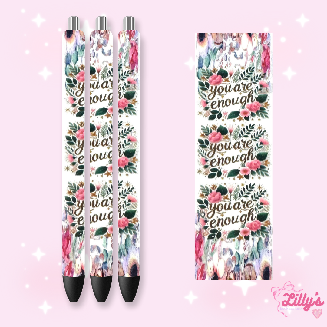 Positivity & Faith Custom Glitter Resin Pens β Choose Your Wrap & Glitter