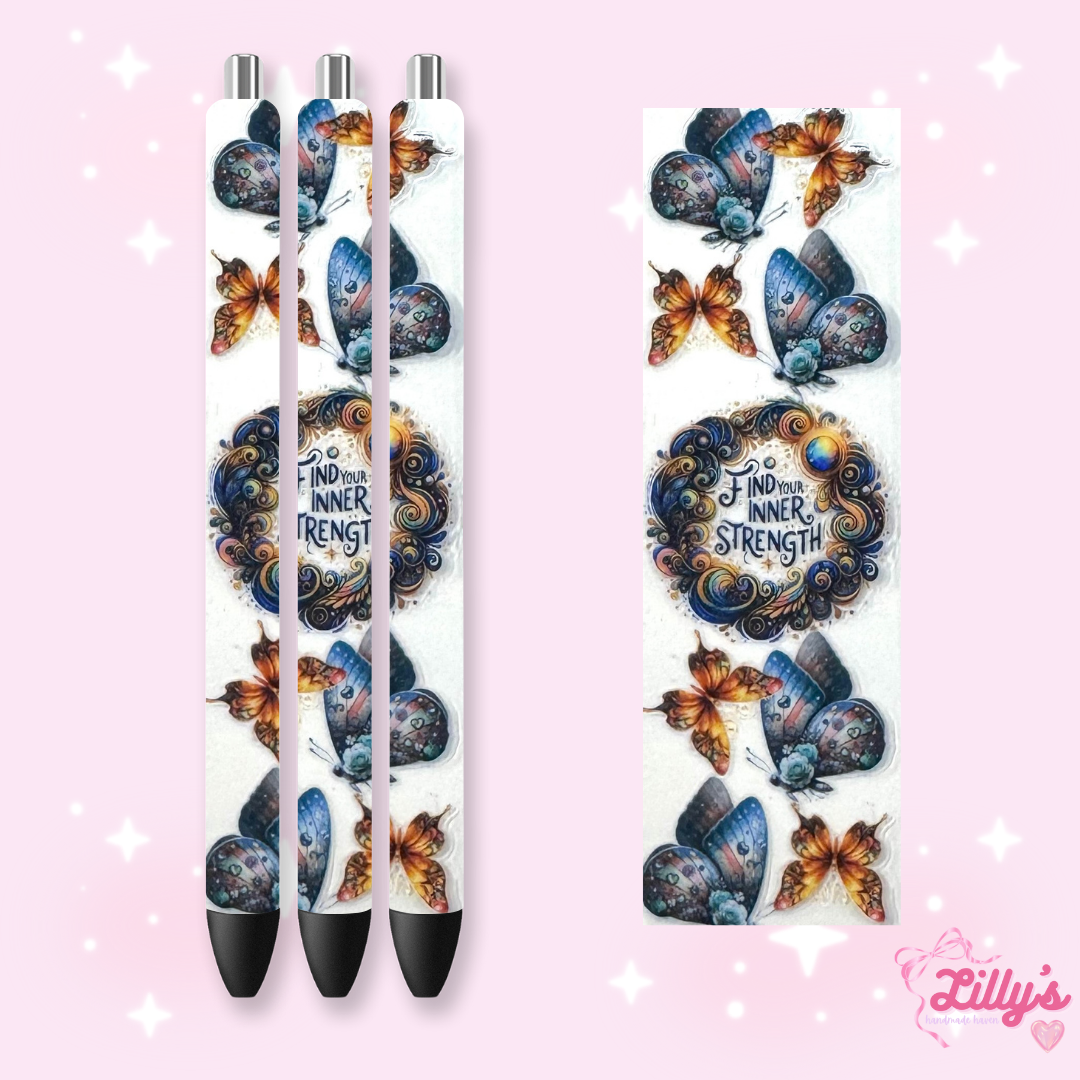 Positivity & Faith Custom Glitter Resin Pens β Choose Your Wrap & Glitter