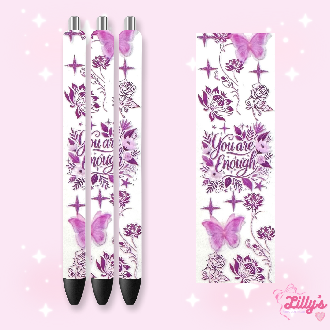 Positivity & Faith Custom Glitter Resin Pens β Choose Your Wrap & Glitter