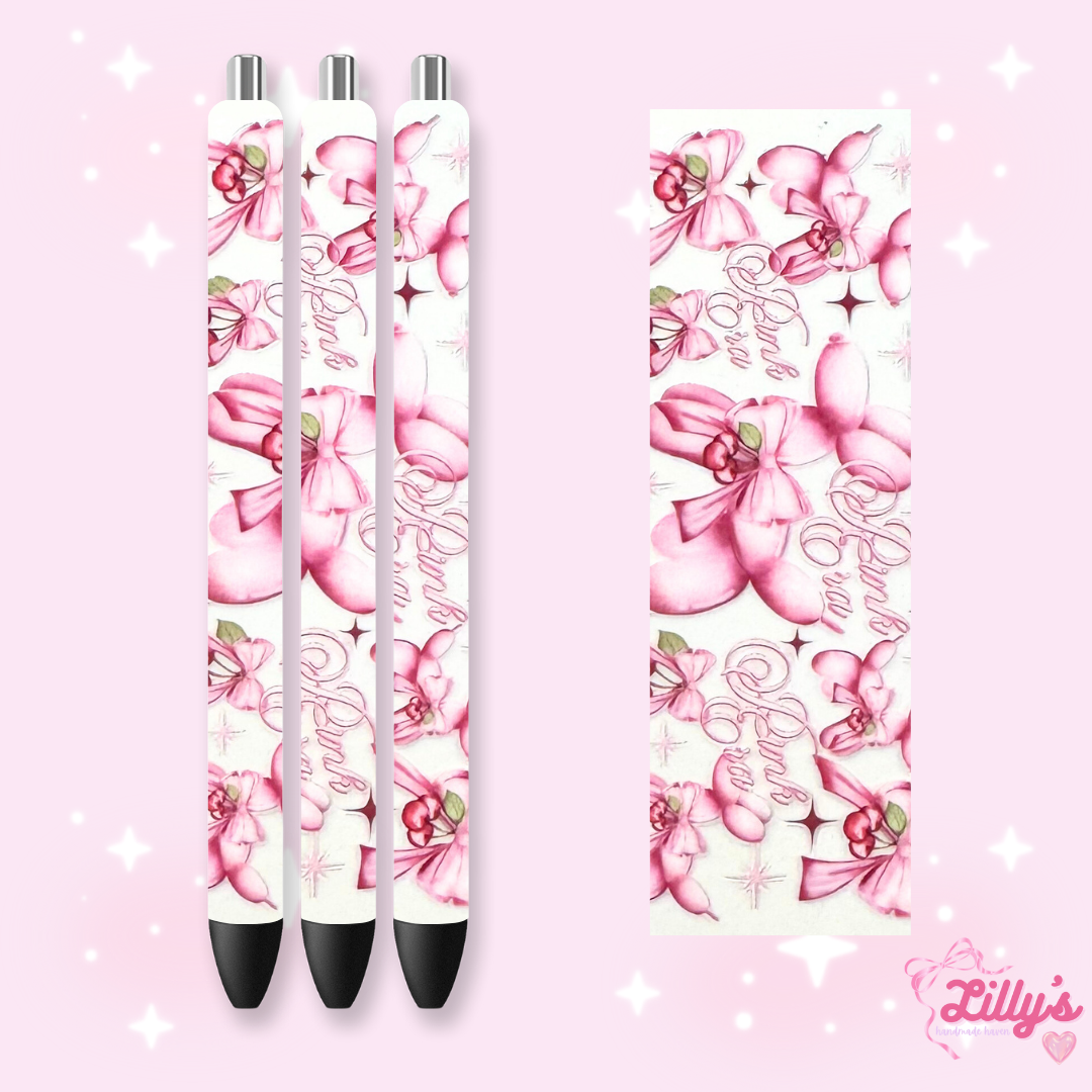 Girly, Bows, Mama & Dog Custom Glitter Resin Pens β Choose Your Wrap & Glitter