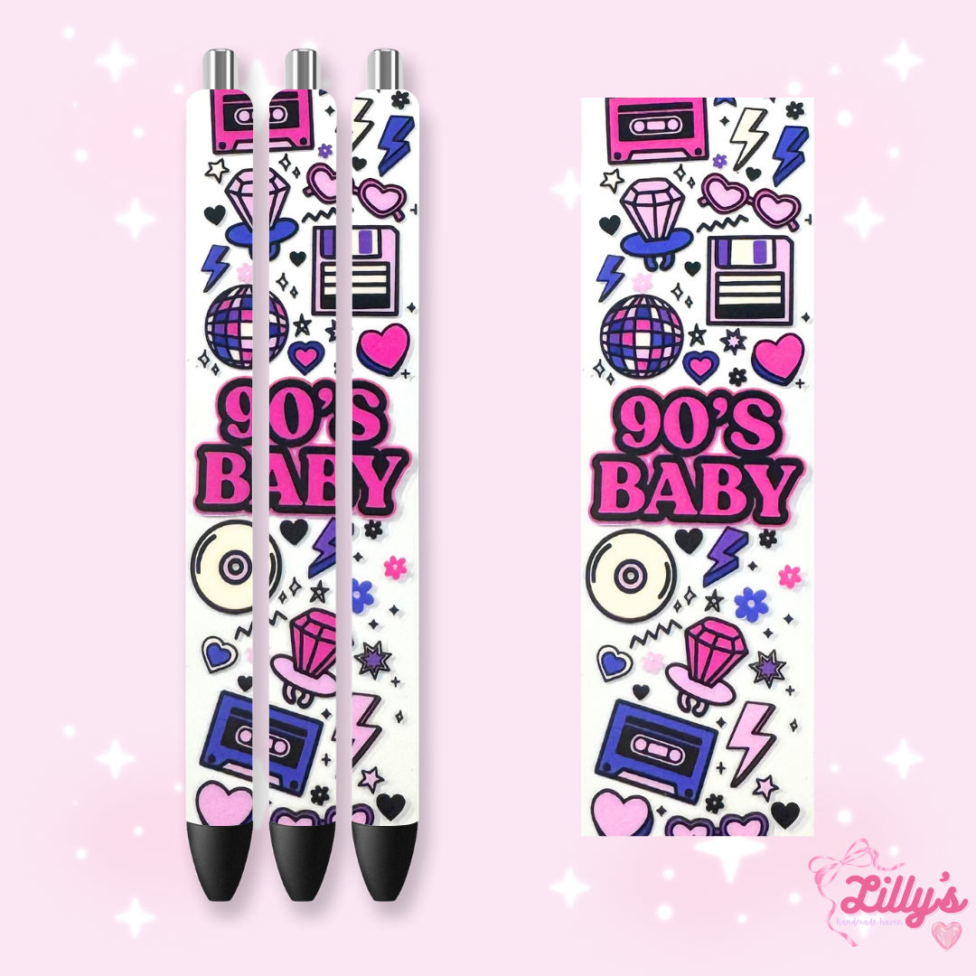 Girly, Bows, Mama & Dog Custom Glitter Resin Pens β Choose Your Wrap & Glitter