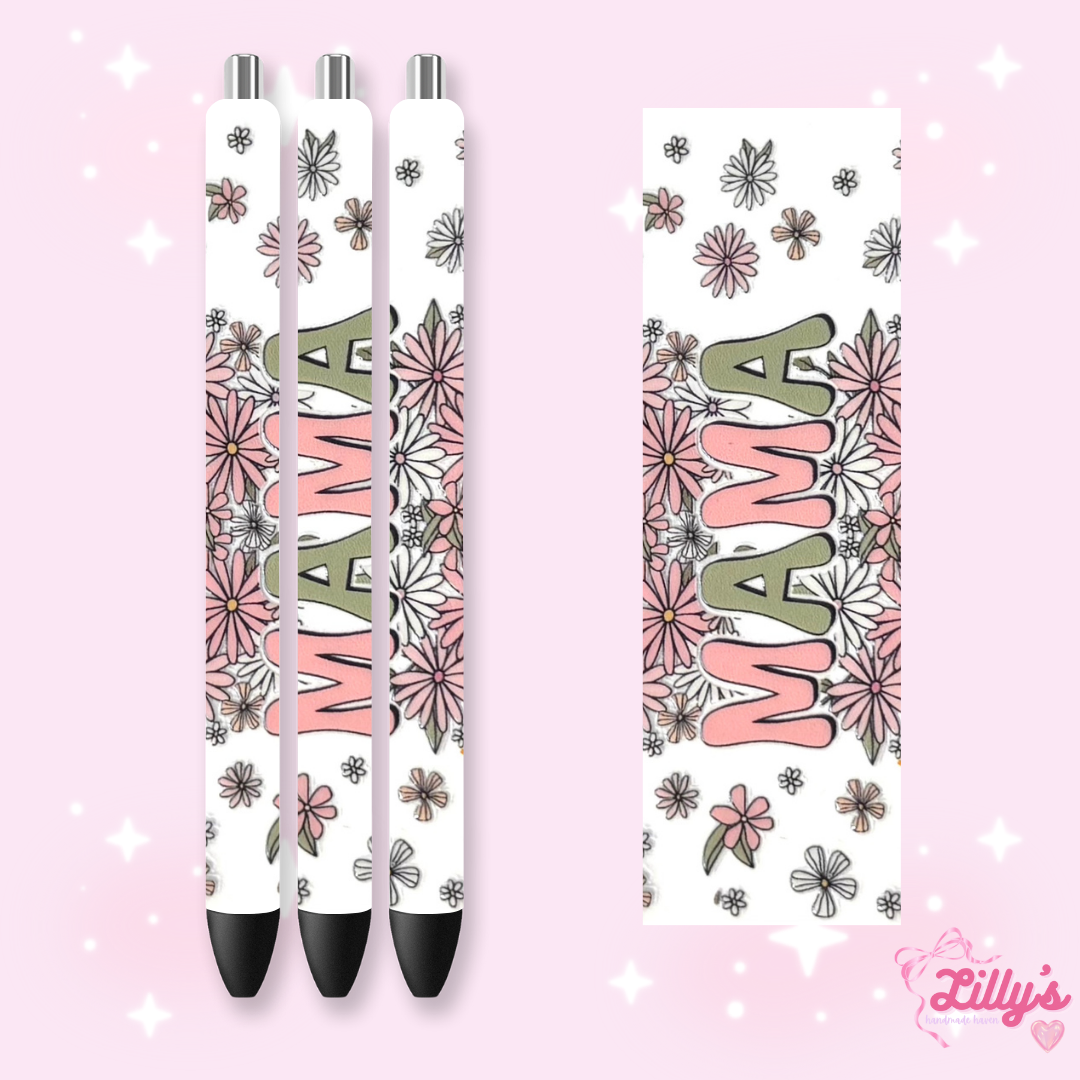 Girly, Bows, Mama & Dog Custom Glitter Resin Pens β Choose Your Wrap & Glitter