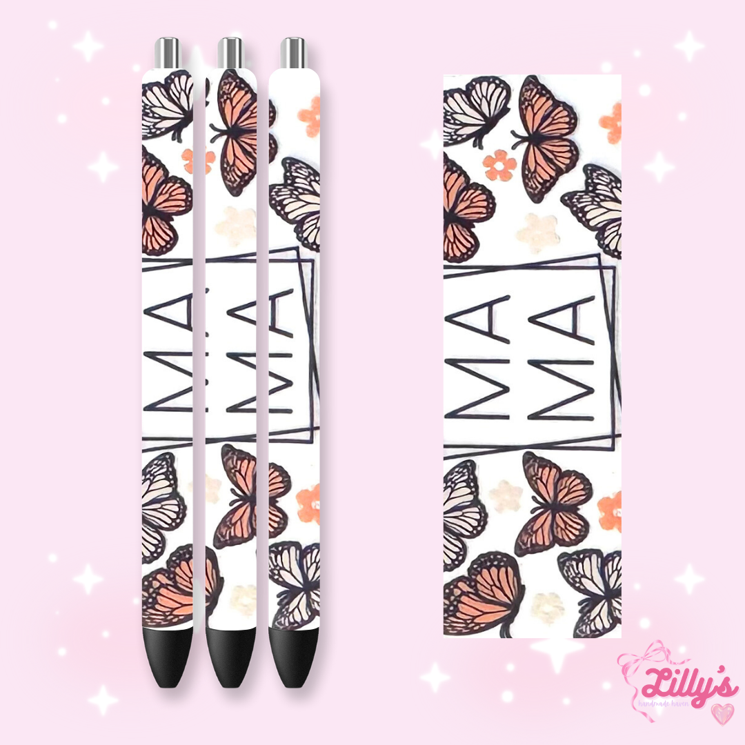 Girly, Bows, Mama & Dog Custom Glitter Resin Pens β Choose Your Wrap & Glitter
