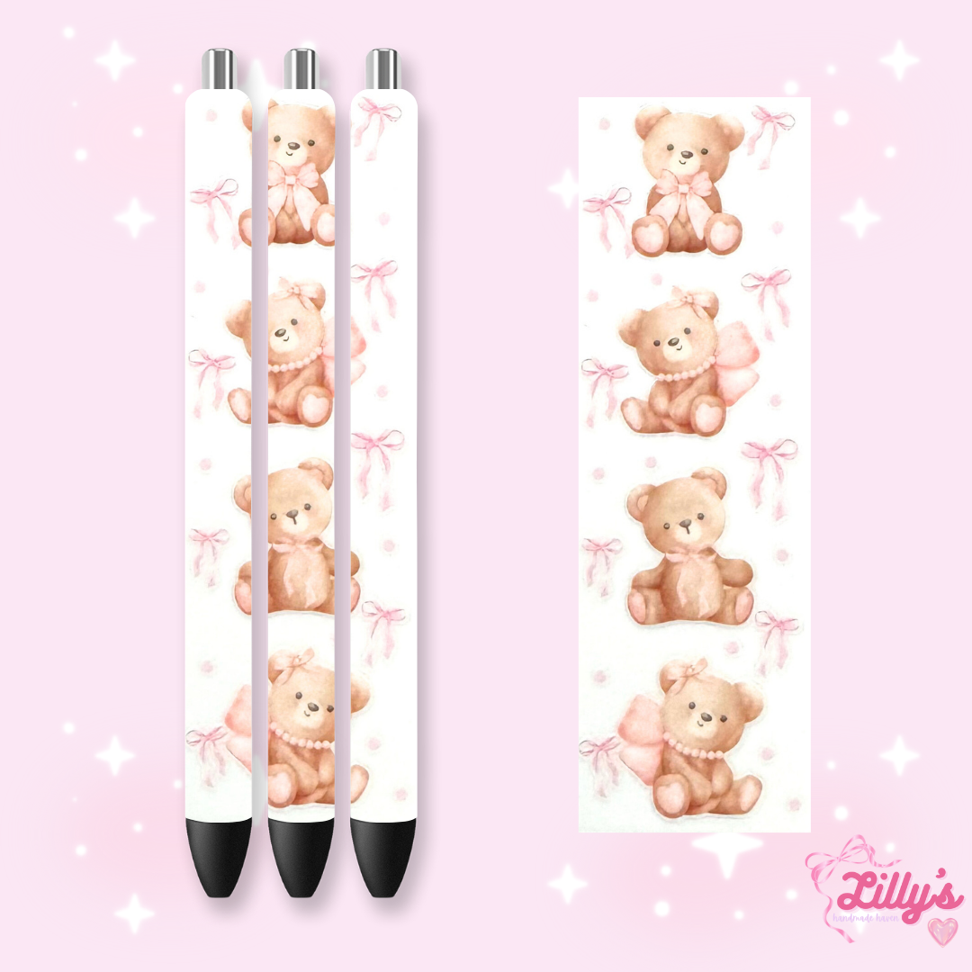 Girly, Bows, Mama & Dog Custom Glitter Resin Pens β Choose Your Wrap & Glitter