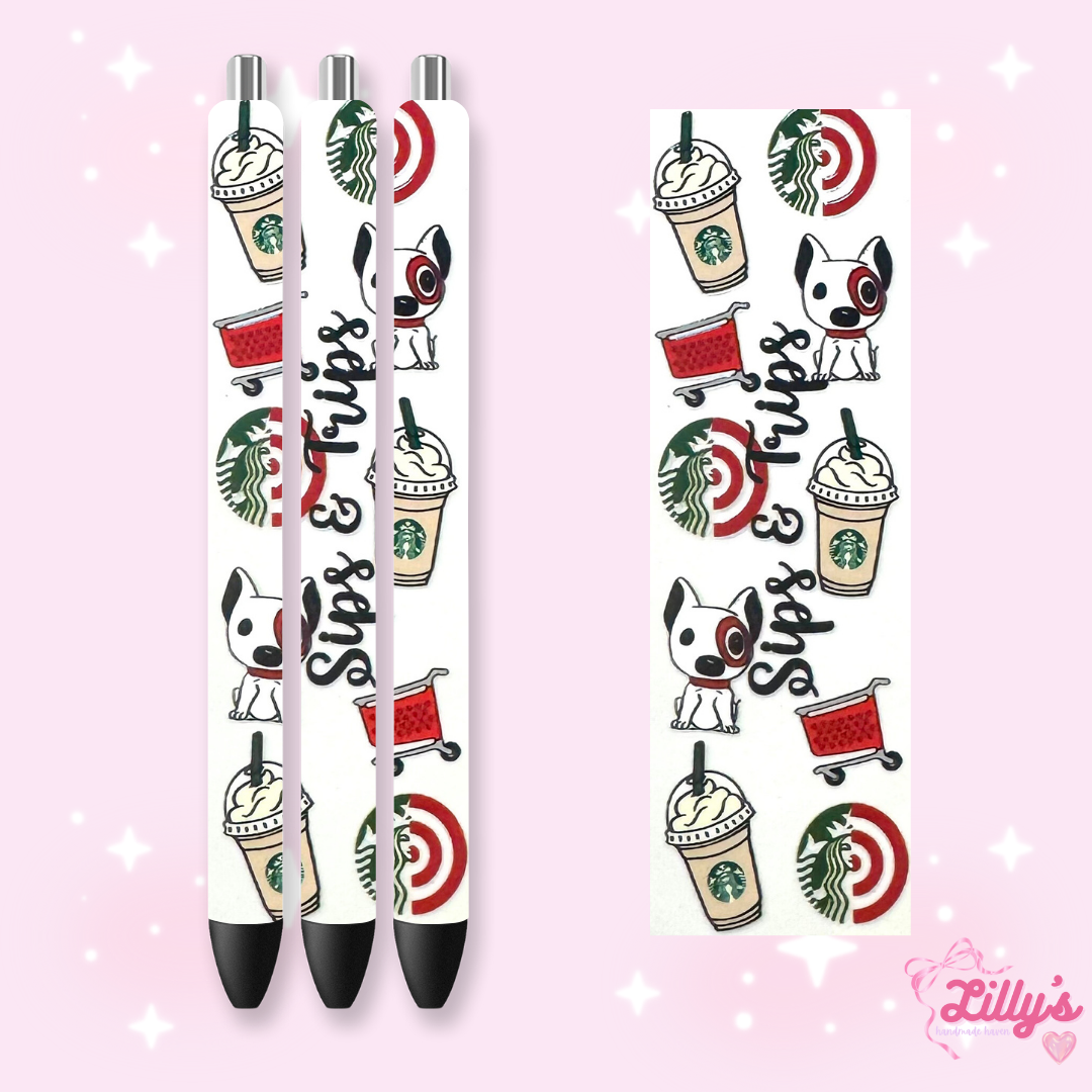 Drinks & Coffee Custom Glitter Resin Pens β Choose Your Wrap & Glitter