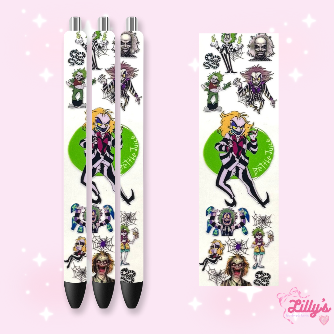 Horror & Spooky Custom Glitter Resin Pens β Choose Your Wrap & Glitter