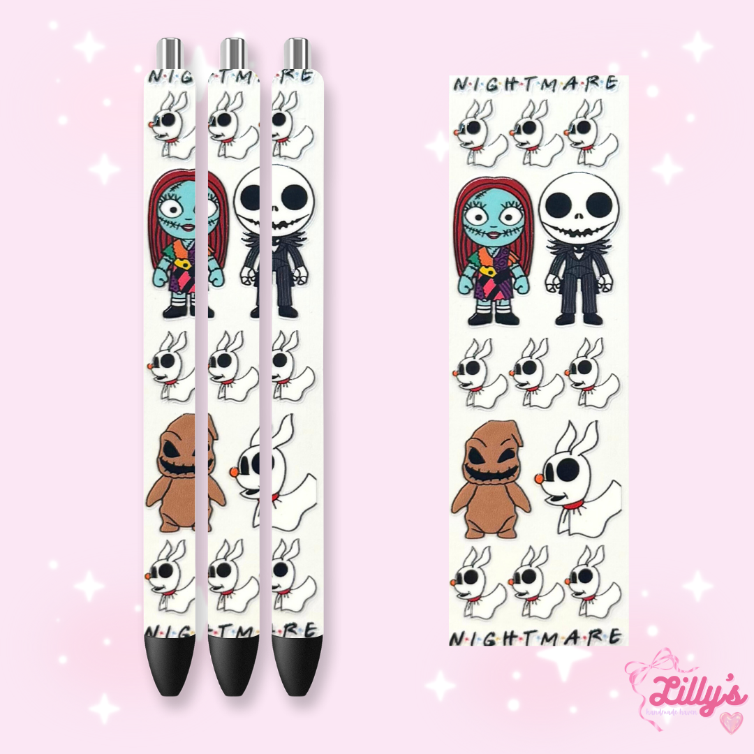 Horror & Spooky Custom Glitter Resin Pens β Choose Your Wrap & Glitter