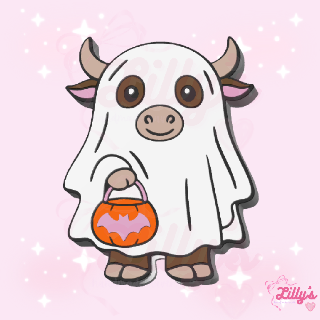 Ghost Highland Cow Straw Topper