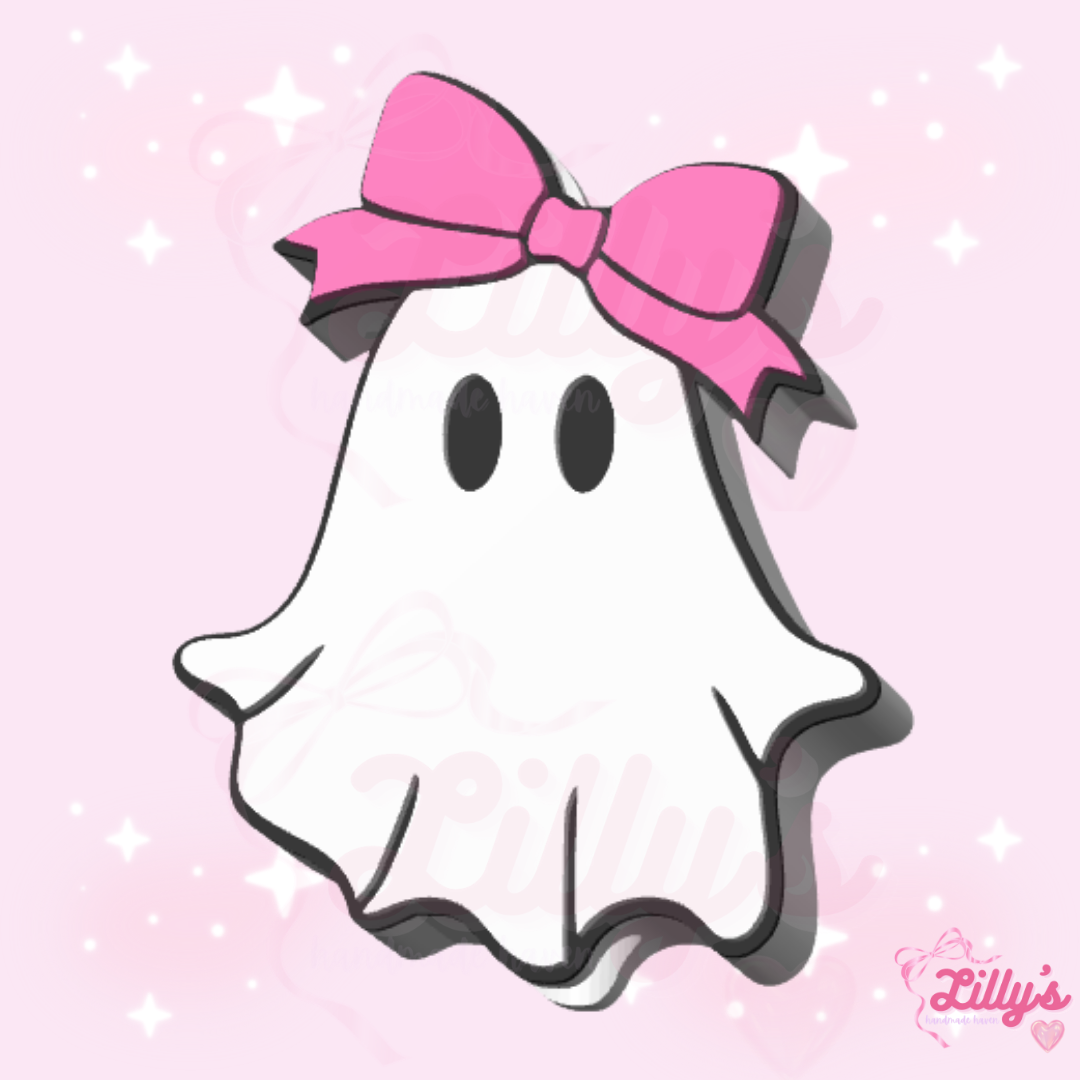 Ghost with Bow Straw Topper