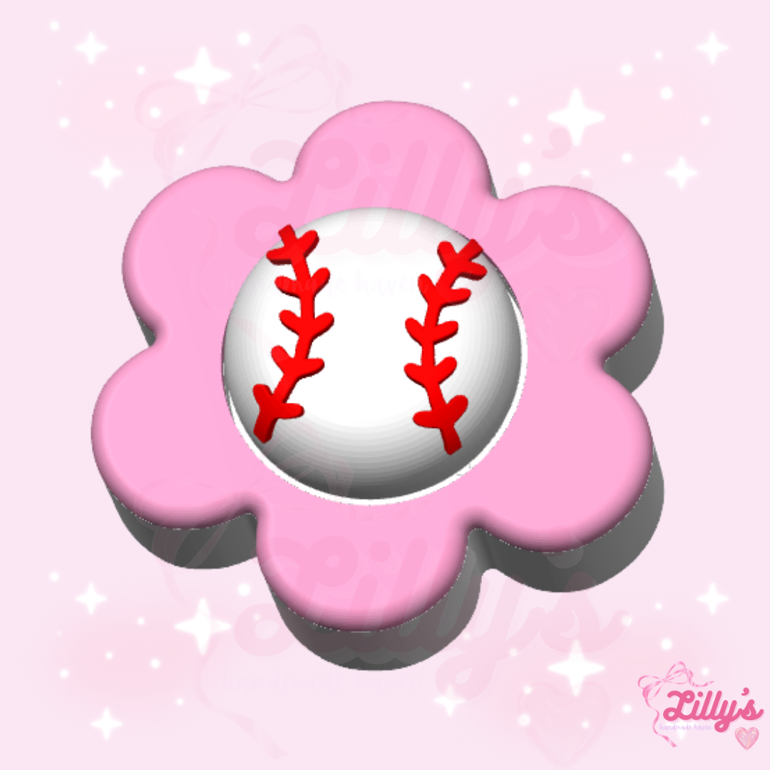 Baseball Flower Fidget Clicker Keychain