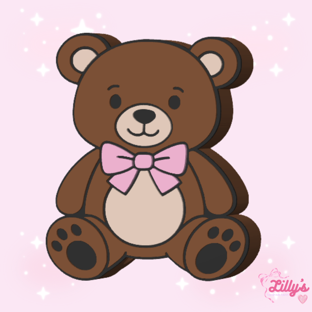 Teddy Bear with bow Straw Topper