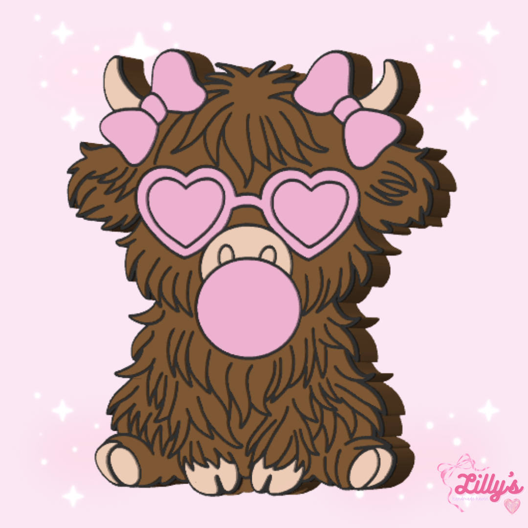 Cool Cow with Heart Sunglasses Straw Topper