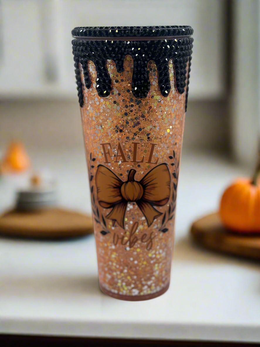 24 oz Fall Vibes Snow Globe Tumbler – Embrace the Season!