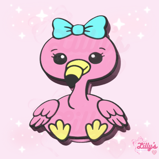 Flamingo with Bow Straw Topper