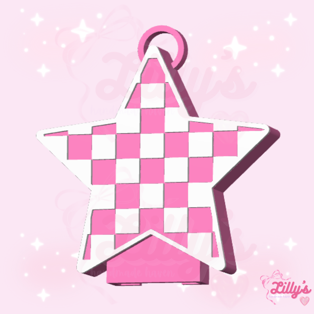 Checkered Star Can Opener Keychain