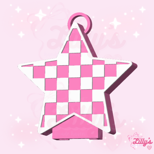 Checkered Star Can Opener Keychain