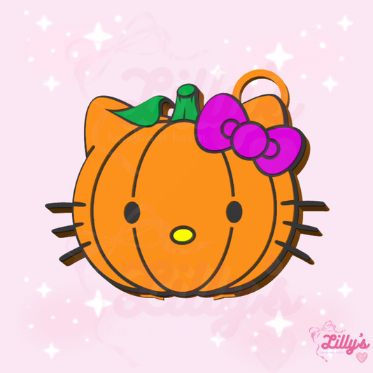 Cute Cat Pumpkin with Bow Can Opener Keychain